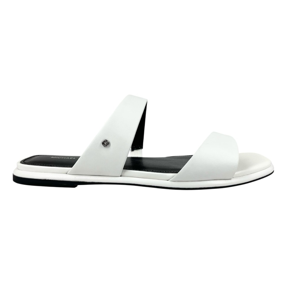 MICHAEL Michael Kors White and Black Slide Sandals